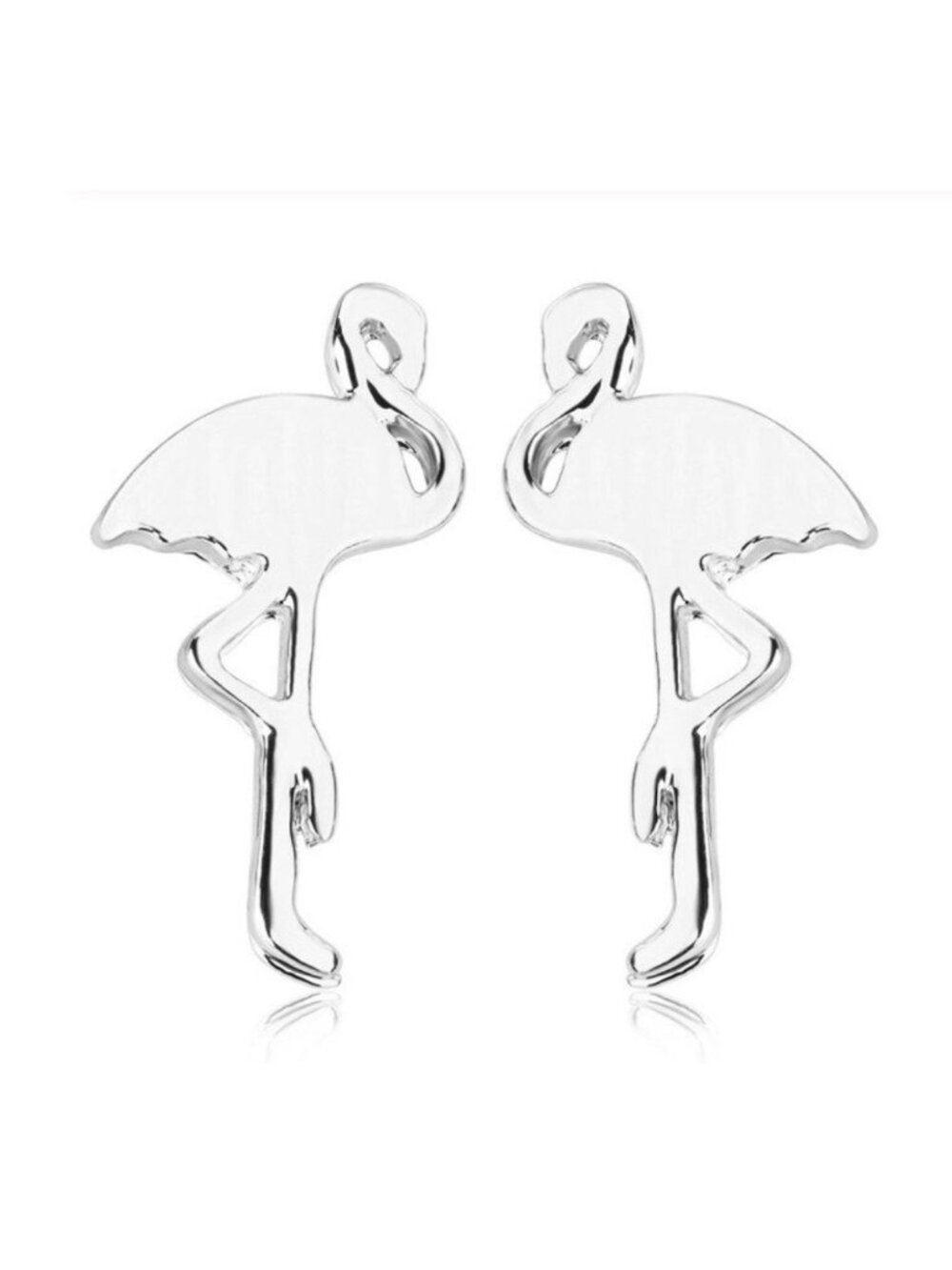 Flamingo Bird Small Silver Stud Earrings